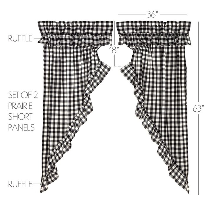 Annie Buffalo Black Check Ruffled Prairie Short Panel Set of 2 63x36x18 - Image 5
