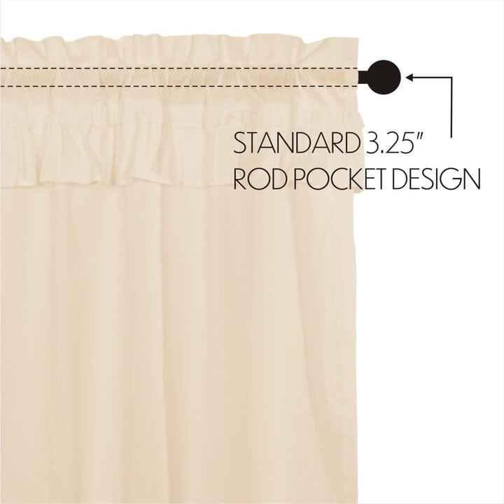 Muslin Ruffled Unbleached Natural Prairie Short Panel Set of 2 63x36x18 - Image 6