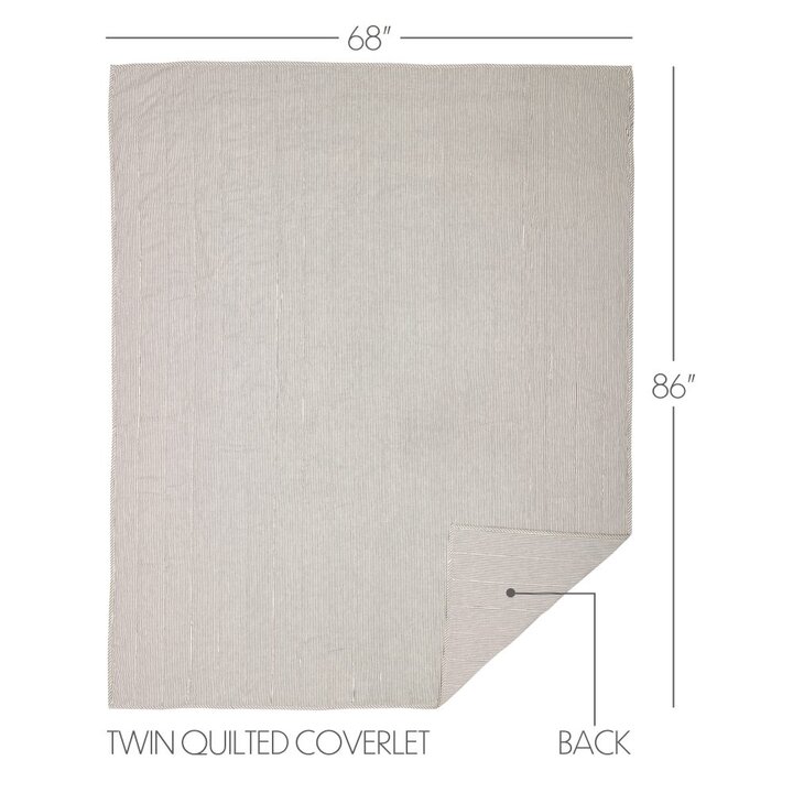 Hatteras Seersucker Blue Ticking Stripe Twin Quilt Coverlet 68Wx86L - Image 7