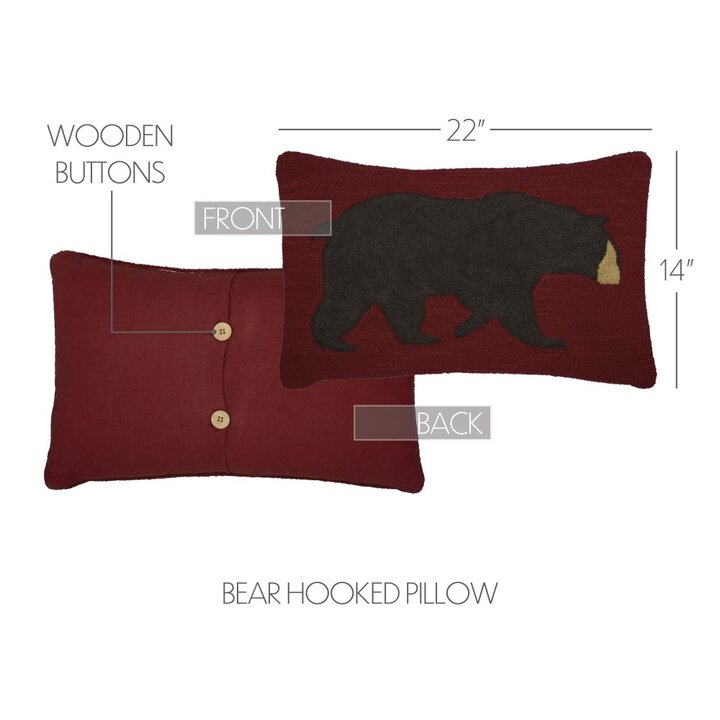 Wyatt Bear Hooked Pillow 14x22 - Image 5