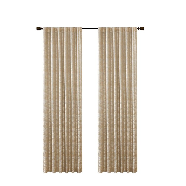 SunSmart Cassius Jacquard Lined Total Blackout Rod Pocket/Back Tab Curtain Panel in Gold, 50x95" SS40-0005 - Image 3