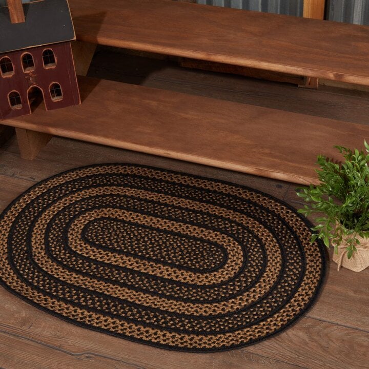 Black & Tan Jute Rug Oval 24x36 - Image 2