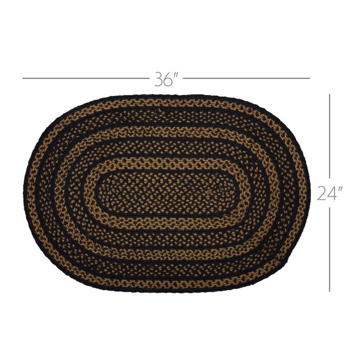 Black & Tan Jute Rug Oval 24x36 - Image 6