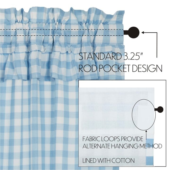 Annie Buffalo Blue Check Ruffled Prairie Short Panel Set of 2 63x36x18 - Image 9