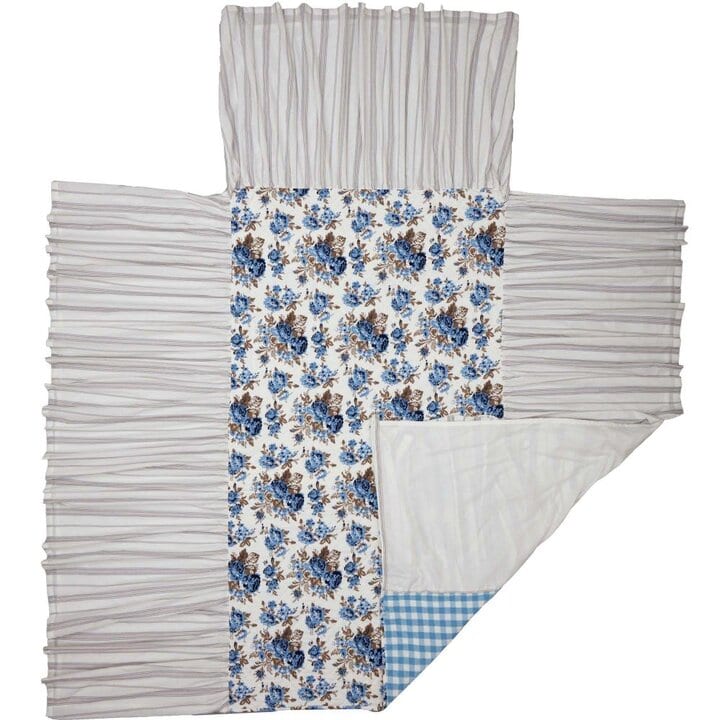 Annie Blue Floral Ruffled Twin Coverlet 76x39+27 - Image 2