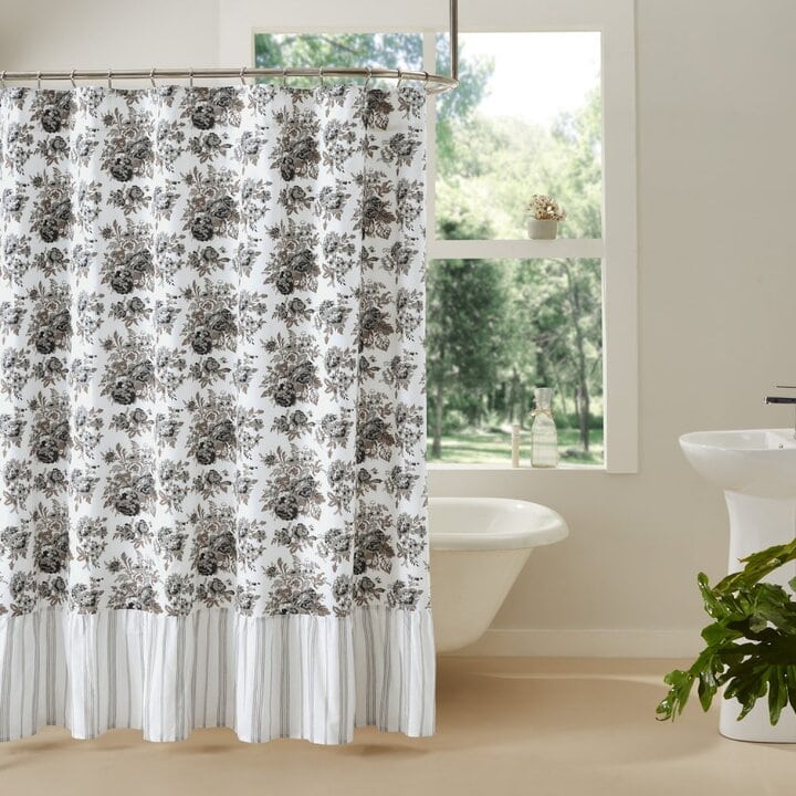 Annie Portabella Floral Ruffled Shower Curtain 72x72