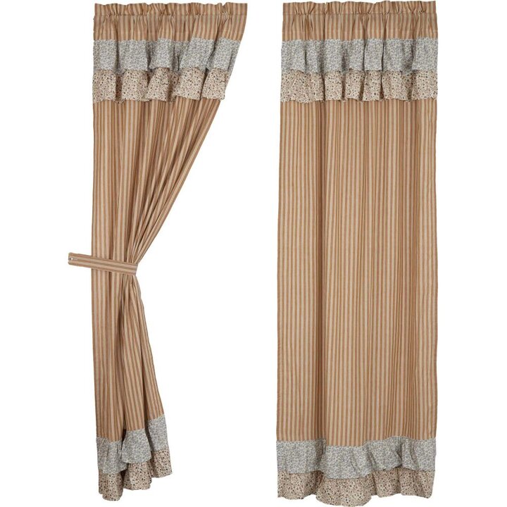 Kaila Ticking Gold Ruffled Panel Set of 2 84x40 - Image 2