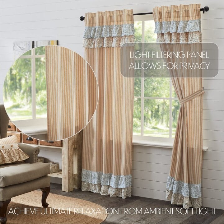Kaila Ticking Gold Ruffled Panel Set of 2 84x40 - Image 4