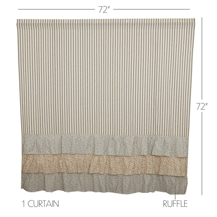 Kaila Ticking Stripe Ruffled Shower Curtain 72x72 - Image 4