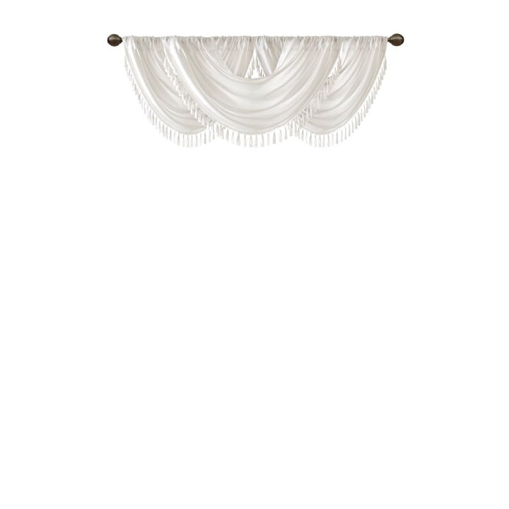 Madison Park Elena Faux Silk Waterfall Embellished Valance in White, 38x46" MP41-4949 - Image 7
