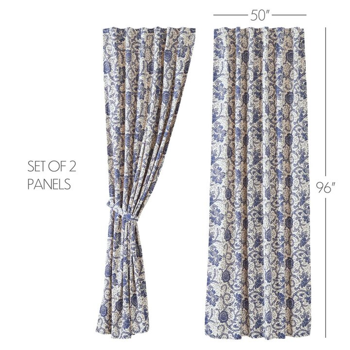 Dorset Navy Floral Panel Set of 2 96x50 - Image 5