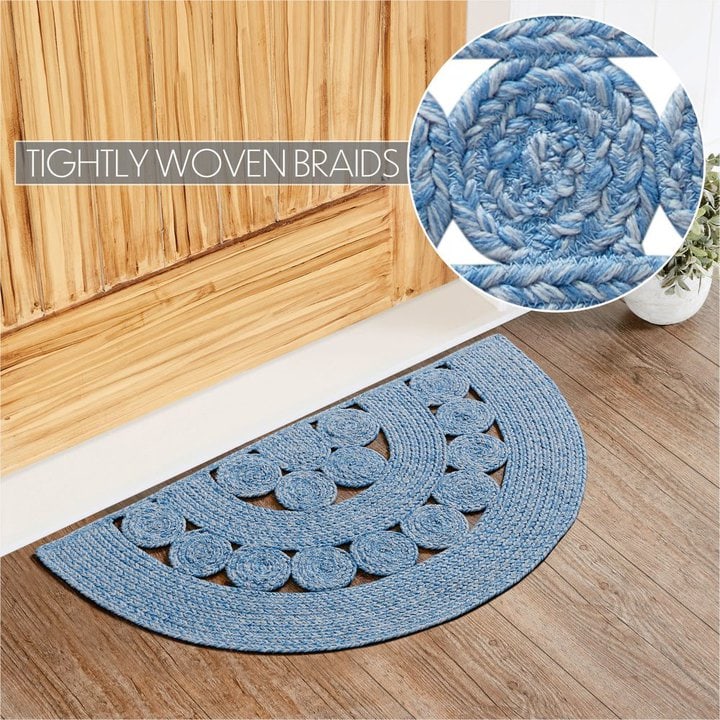Celeste Blended Blue Indoor/Outdoor Half Circle Rug 19.5x36 - Image 4