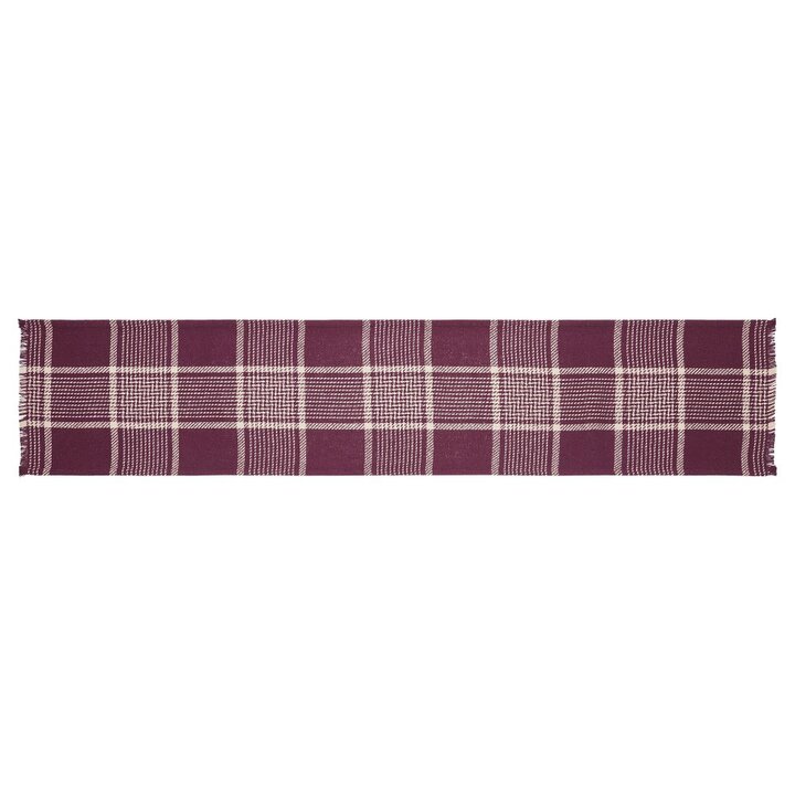 Eston Burgundy Tan Plaid Runner 12x60 - Image 2