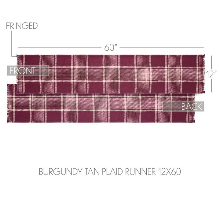 Eston Burgundy Tan Plaid Runner 12x60 - Image 4