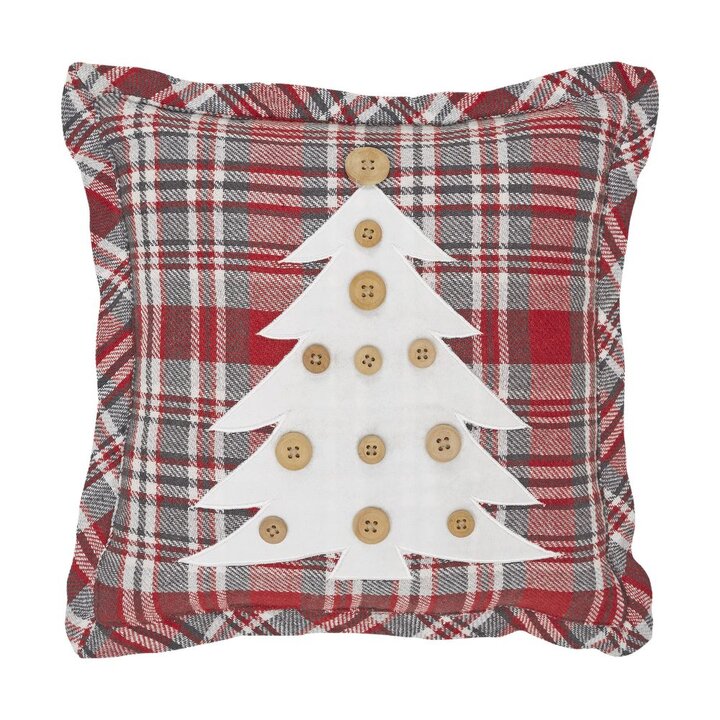 Gregor Plaid Button Tree Pillow 12x12 - Image 2