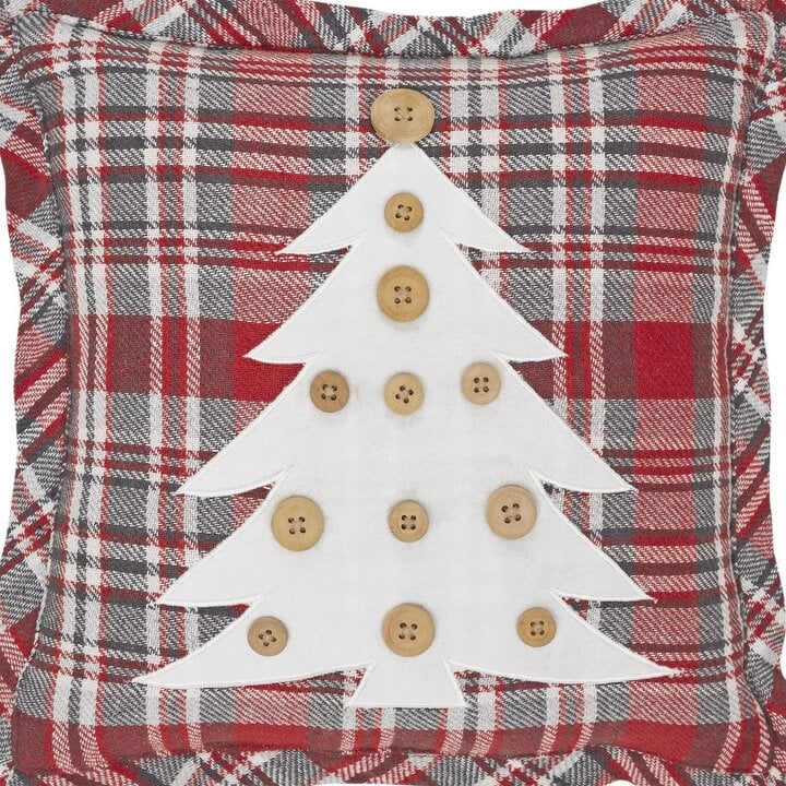 Gregor Plaid Button Tree Pillow 12x12 - Image 6