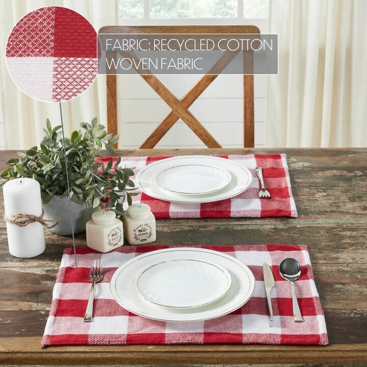 Annie Red Check Placemat Set of 2 13x19 - Image 5