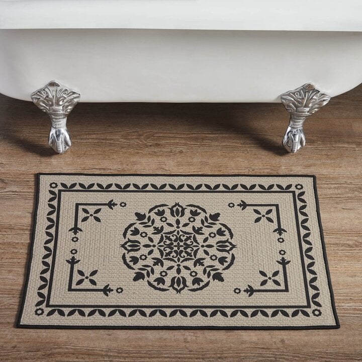 Custom House Black Tan Jacquard Polyester Bathmat 20x30