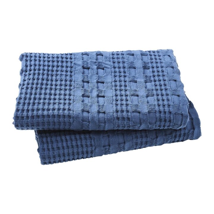 VHC Brands Waffle Weave Navy Blue Standard Pillow Sham Set (2-Pack) - 20x26 Farmhouse Boho Decorative Bedding - Image 4