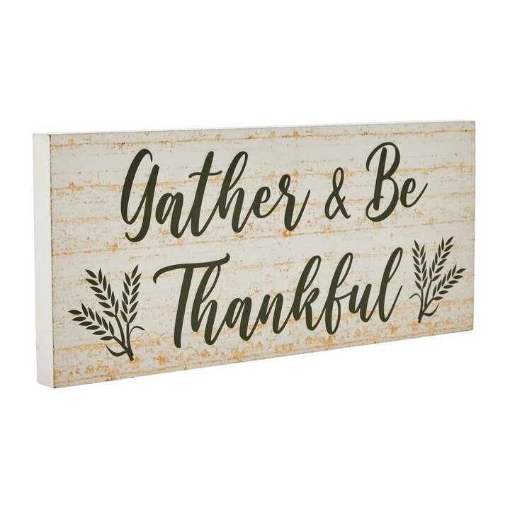 Farmhouse Fall Gather & Be Thankful Wheat Stalks Wall Sign, Rustic Autumn Thanksgiving Home Decor MDF Plaque, 7x16 Inches - Image 4