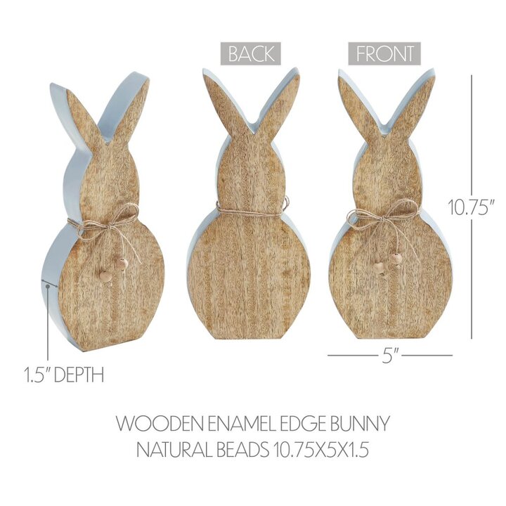Spring In Bloom Wooden Enamel Edge Bunny w/ Natural Beads 10.75x5x1.5 - Image 5