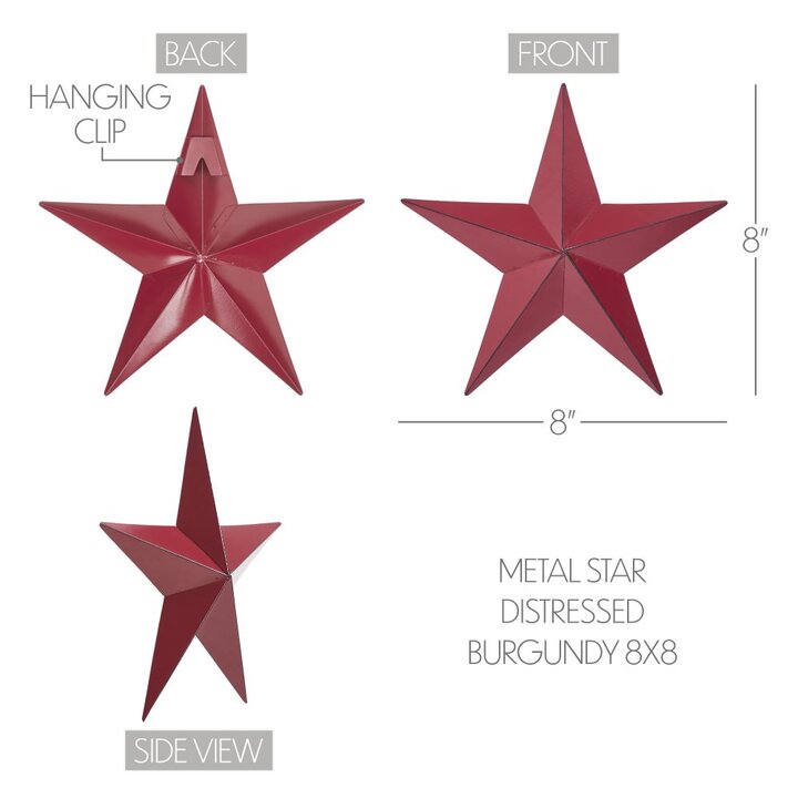 Metal Star Burgundy Distressed 8x8 - Image 5