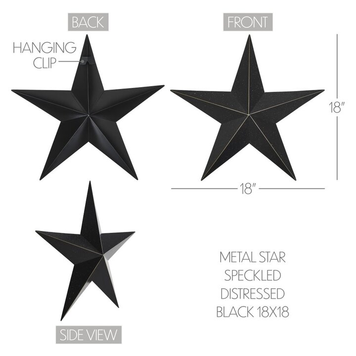 Metal Star Speckled Black Distressed 18x18 - Image 5
