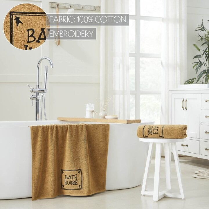 Bath House Prim Stars Tan Bath Towel Set of 2 27x54 - Image 6