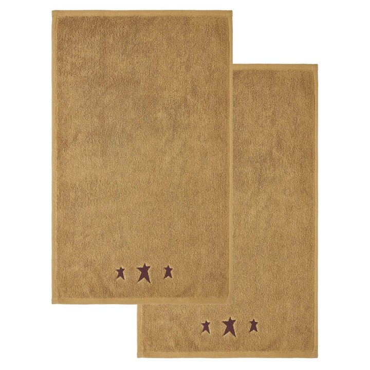 Burgundy Prim Stars Tan Hand Towel Set of 2 16x26 - Image 4