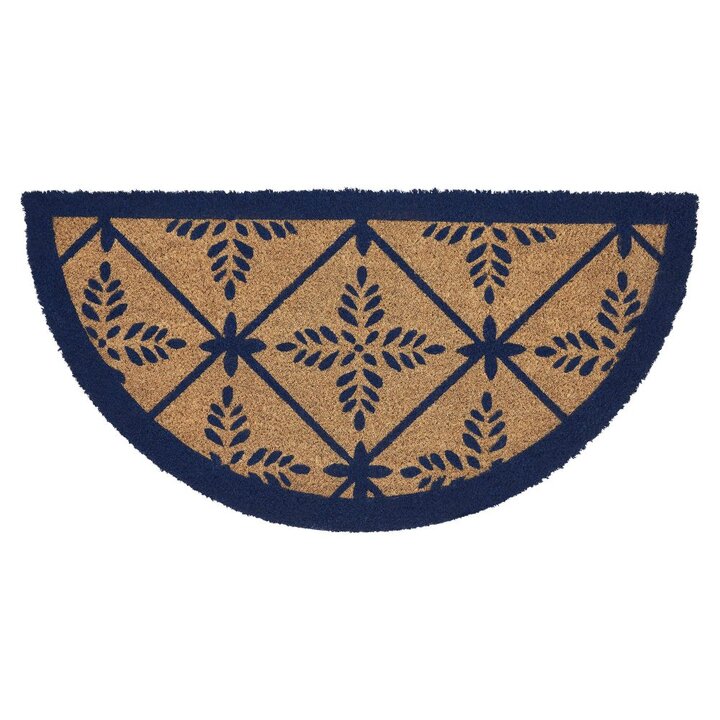 Charleston Mosaic Blue Coir Rug Half Circle 16.5x33 - Image 2