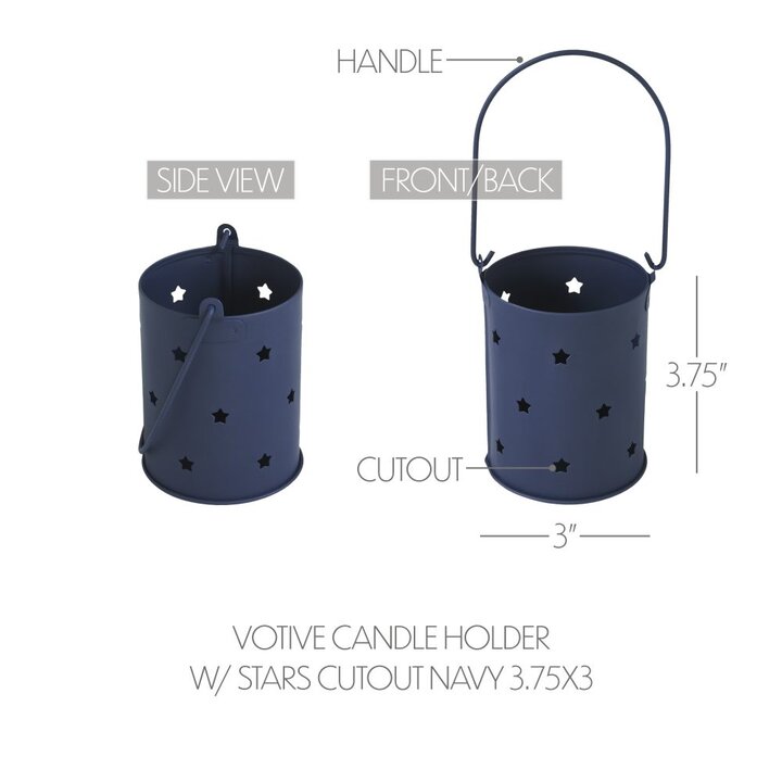 Starry Night Navy Metal Candle Holder 3.75x3x3 - Image 6