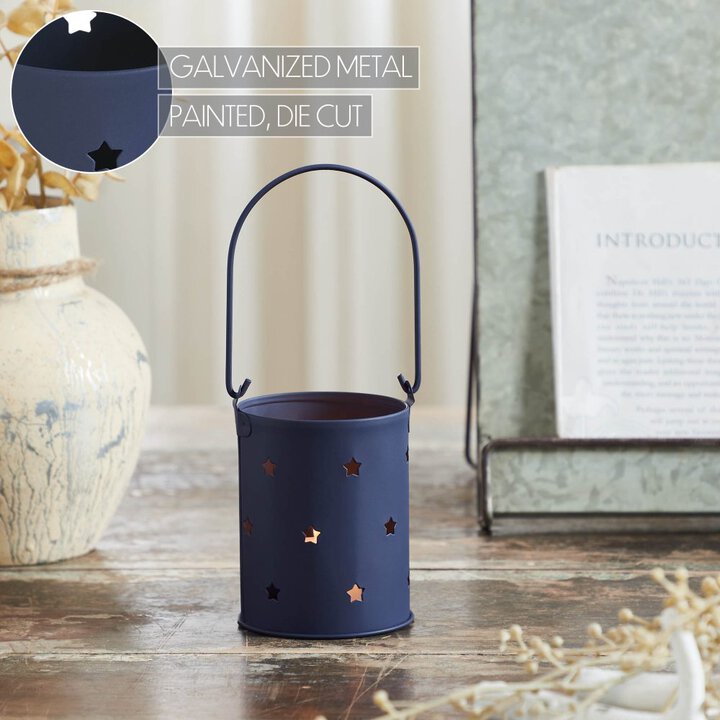 Starry Night Navy Metal Candle Holder 3.75x3x3 - Image 7