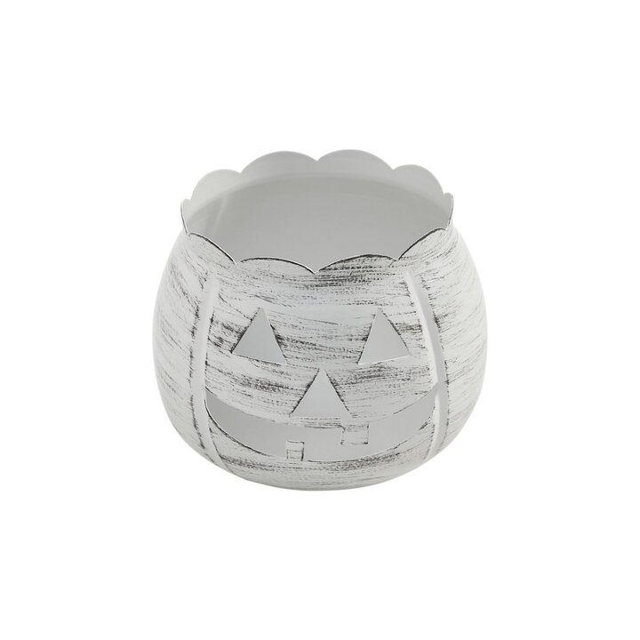 Halloween Jack O Lantern Pumpkin Candle Holder Antique White Fall Tabletop Decor 4.25x5.25x5.25 - Image 2