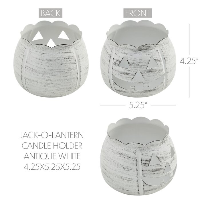 Halloween Jack O Lantern Pumpkin Candle Holder Antique White Fall Tabletop Decor 4.25x5.25x5.25 - Image 5