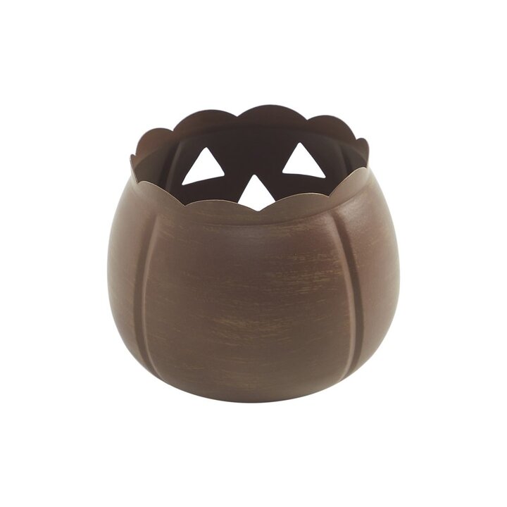 Halloween Bronze Jack O Lantern Votive Candle Holder Fall Pumpkin Metal Tabletop Decor 4.25in x 5.25in - Image 3