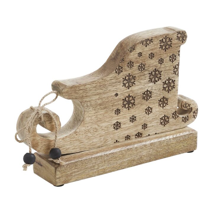 Natural Wooden Snowflake Sleigh 6x9.5x2 - Image 2