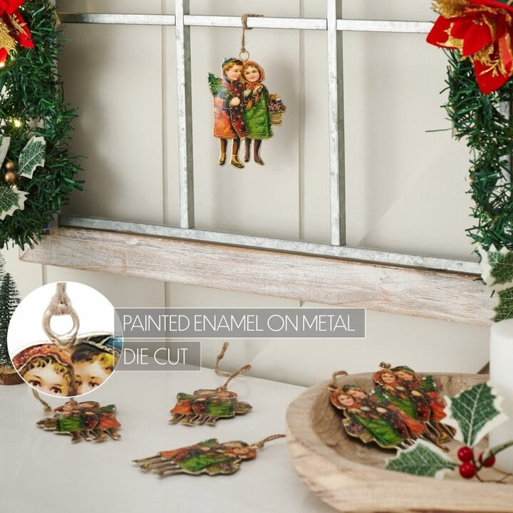 Winter Nostalgia Metal Ornament Set of 6 - 4.25 inch - Image 4