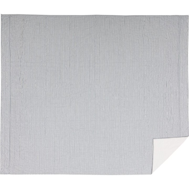 Sawyer Mill Blue Ticking Stripe Luxury King Quilt Coverlet 120Wx105L 3pc Bundle (Coverlet, Shams) - Image 2