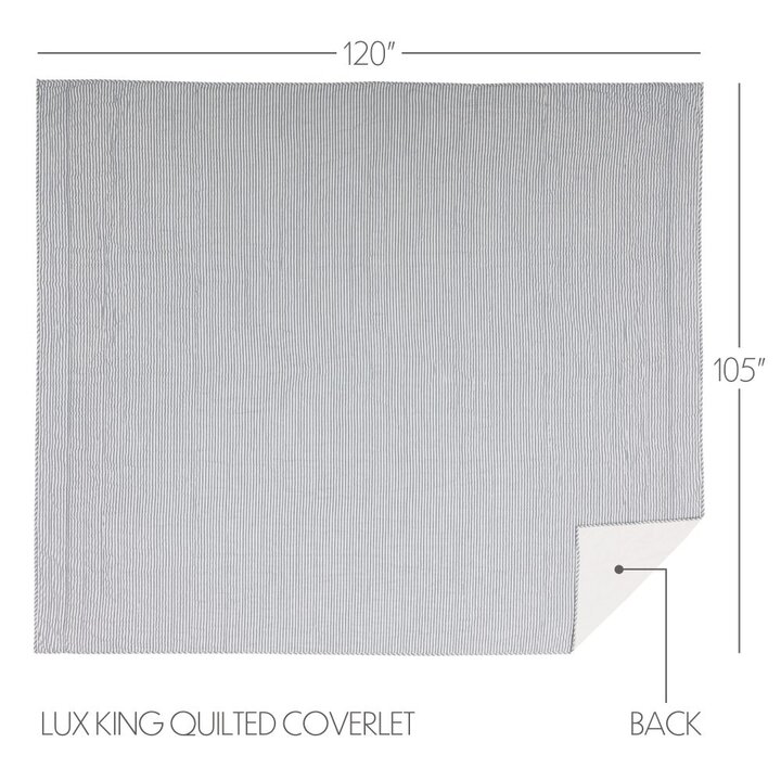 Sawyer Mill Blue Ticking Stripe Luxury King Quilt Coverlet 120Wx105L 3pc Bundle (Coverlet, Shams) - Image 5