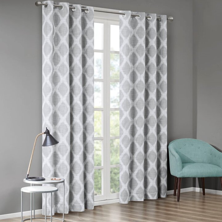 SunSmart Blakesly Printed Ikat Blackout Curtain Panel in Grey, 50x95" SS40-0067 - Image 5
