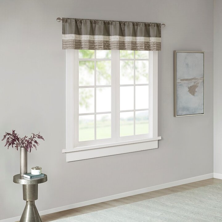 Madison Park Amherst Polyoni Pintuck Window Valance in Natural, 50x18" MP41-2227 - Image 5