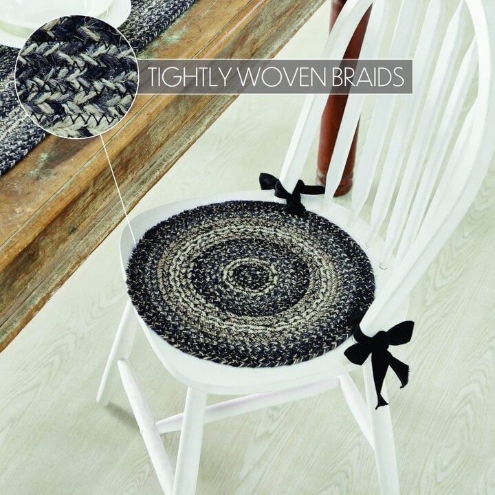Sawyer Mill Black White Jute Chair Pad 15 inch Diameter - Image 4