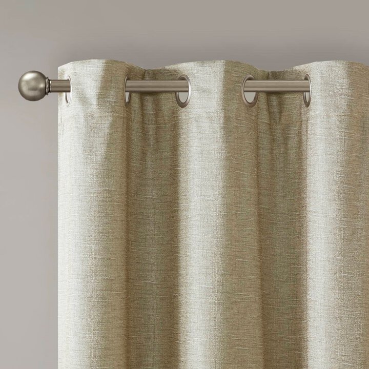 SunSmart Como Tonal Printed Faux Silk Room Darkening Curtain Panel Pair in Taupe, 42x84" SS40-0139 - Image 4