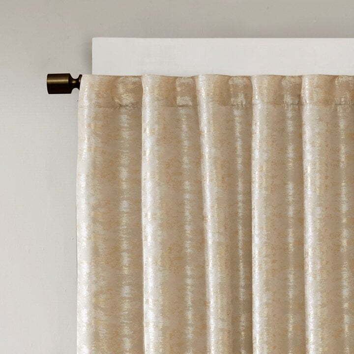 SunSmart Cassius Jacquard Lined Total Blackout Rod Pocket/Back Tab Curtain Panel in Gold, 50x95" SS40-0005 - Image 4
