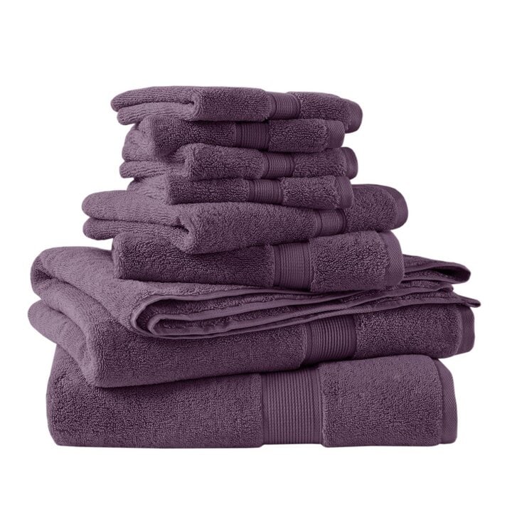 Madison Park Signature 800GSM 100% Cotton 8 Piece Towel Set in Purple, 8-Piece MPS73-200