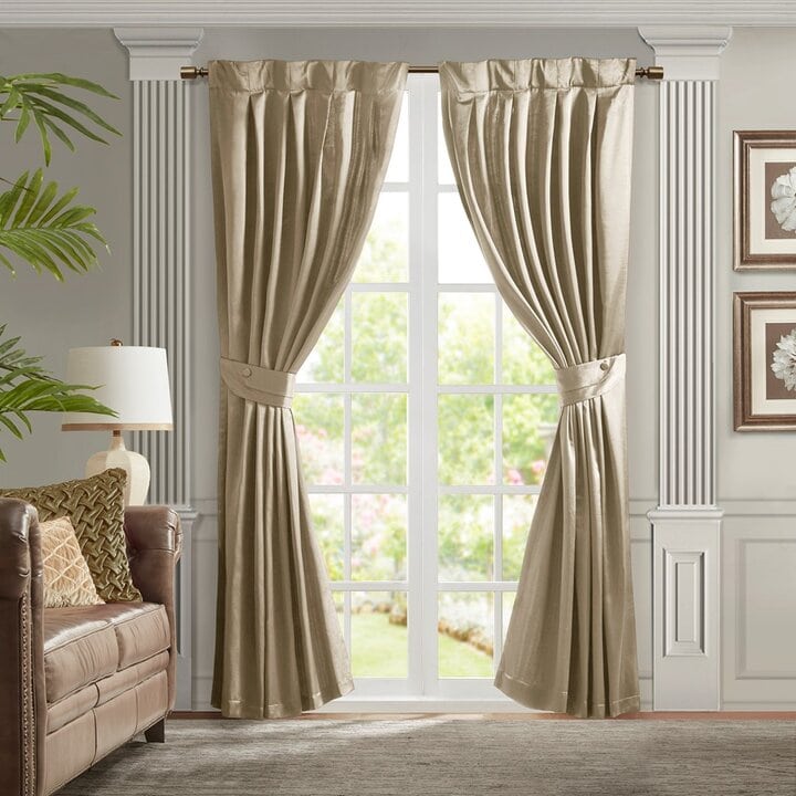 Croscill Classics Avignon Pleat Curtain Panel with Tieback (Single) in Champagne, 26x96" CCL40-0045