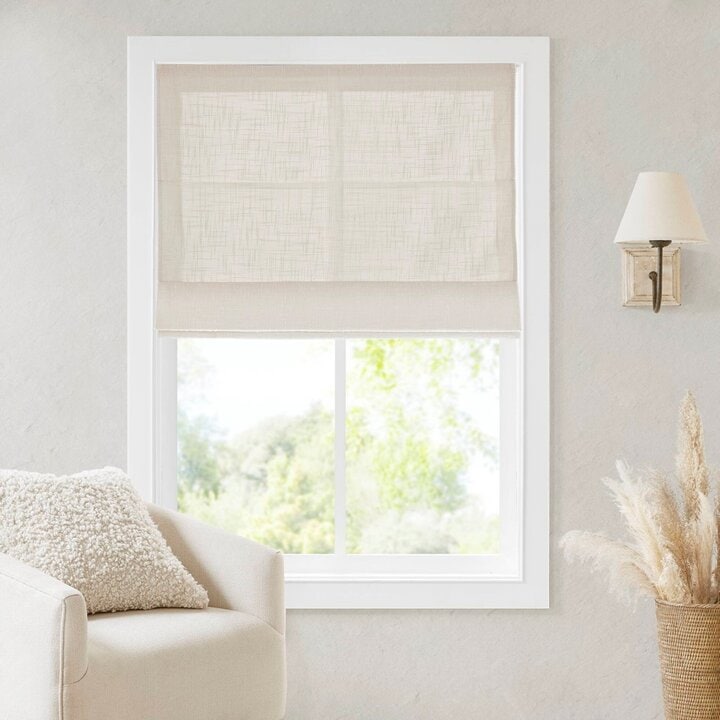 Madison Park Quincy Cordless Roman Shade in Linen, 31x64" MP40-9002
