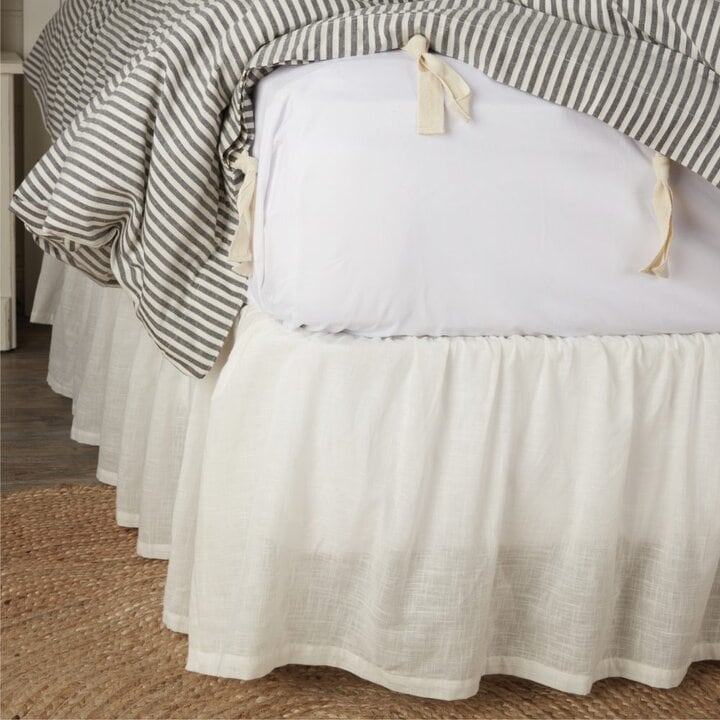 Antique Muslin White California King Bed Skirt 84Lx72Wx16