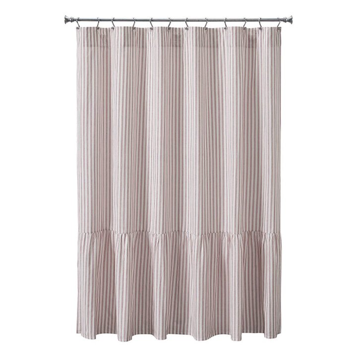 Timeless Ticking Red Ruffled Shower Curtain 72Lx72W - Image 3