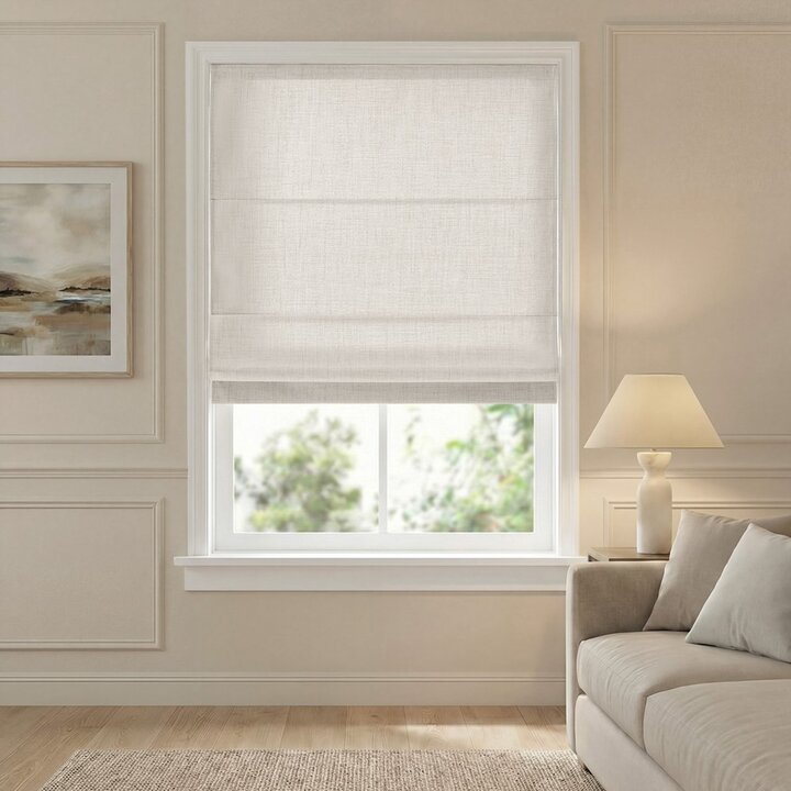 Madison Park Mira Cordless Roman Shade in White, 35x64" MP40-9040